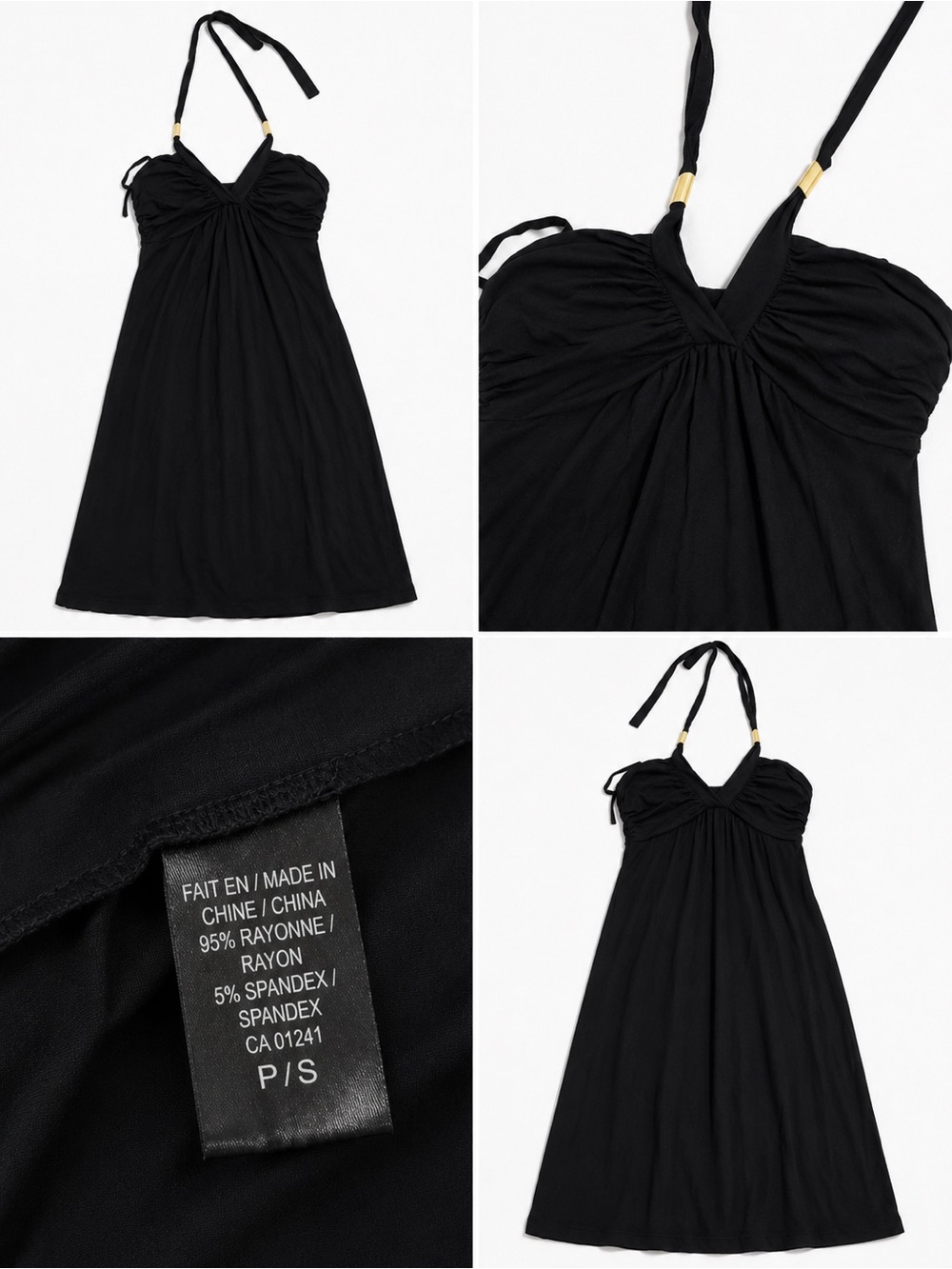 Black Halter Sundress with Gold Accent